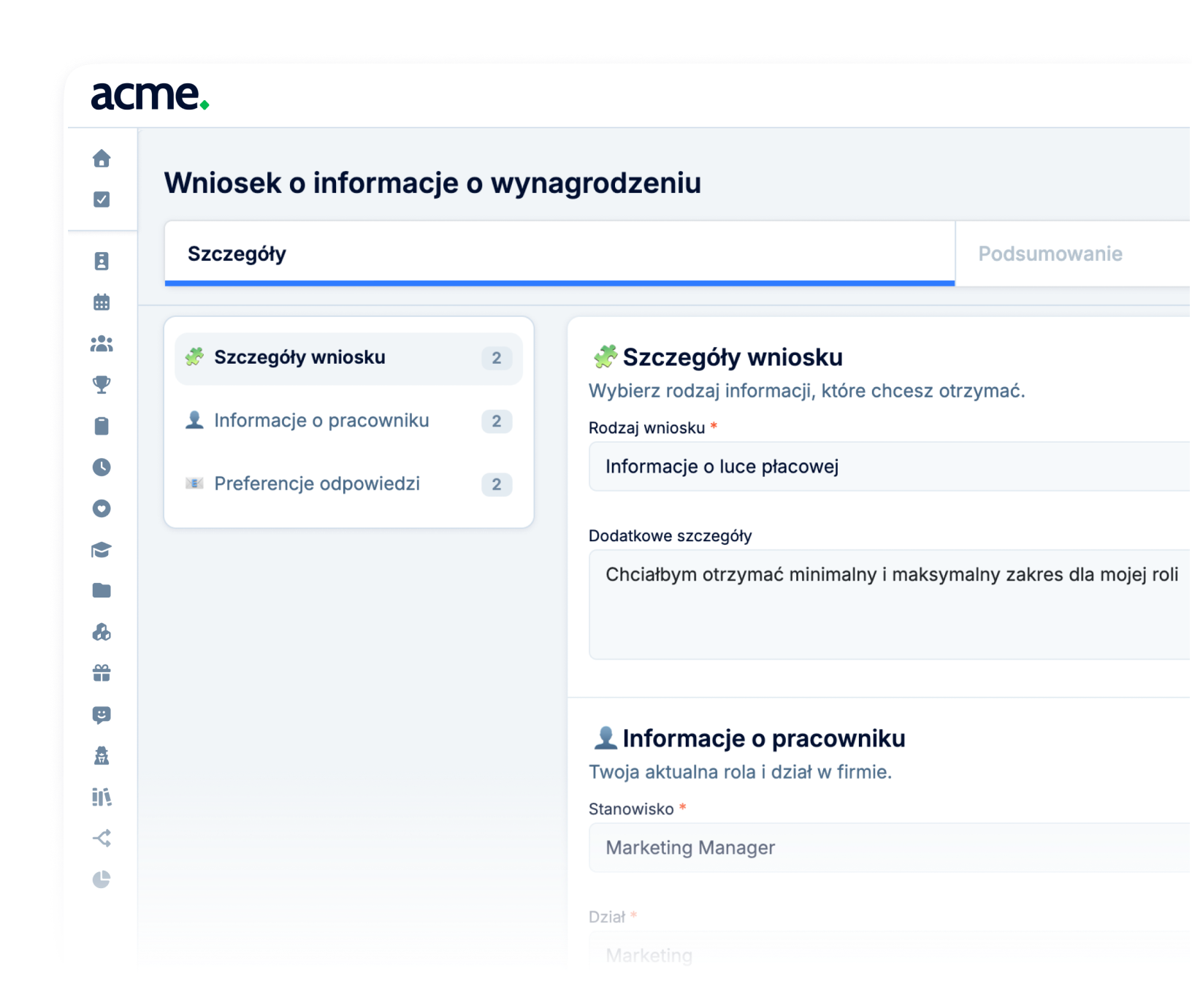 Wnioski o informacje płacowe